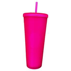 Starbucks Summer 2021 Limited Edition Hot Pink Studded Tumbler 24 ounce, barbie